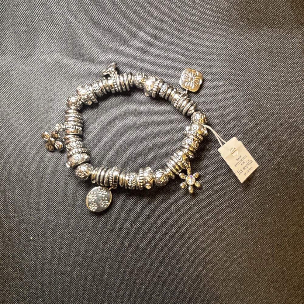 Lia Sophia Bracelet Stretch Charm Silver Tone NWT Jewelry
